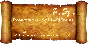 Presovszky Szilvánusz névjegykártya